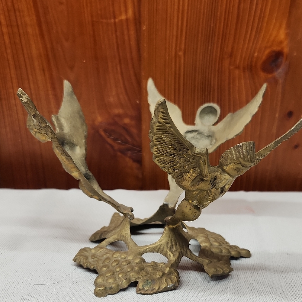 Vintage Brass Angel Candle Jar Holder